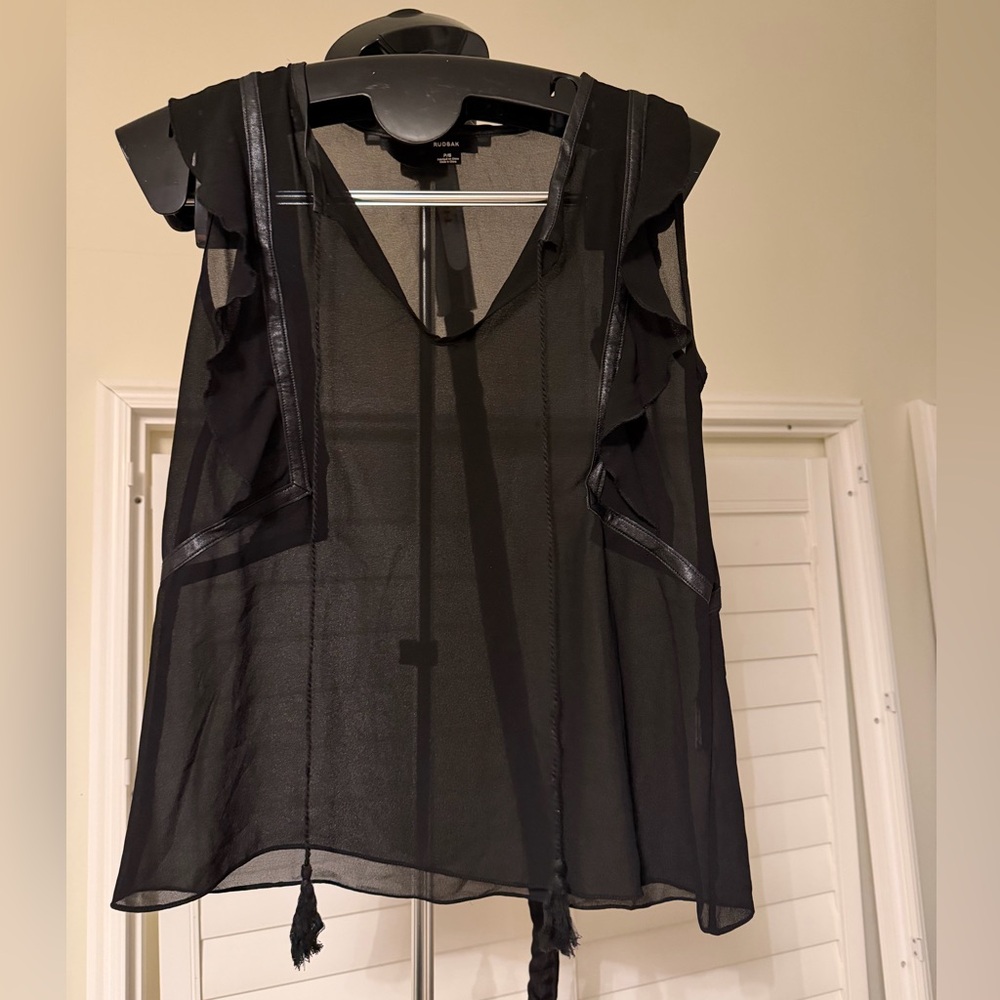 RUDSAK Black Sheer Ruffle Blouse - Picture 1 of 4